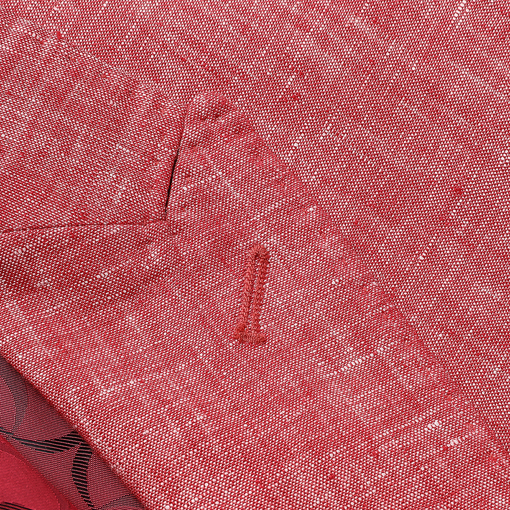 Men's Red Patch Pocket Linen Cotton Casual Suit Blazer Jackets
