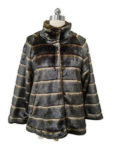 OEM Hot Sales Winter Warm Fur Coat New Women's Fashionable Coat Striped Fur Coat