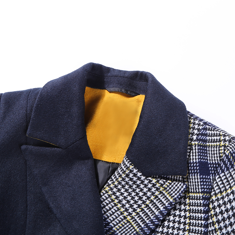 New Arrival Women's Slim Fit Plaid Wool Overcoats 