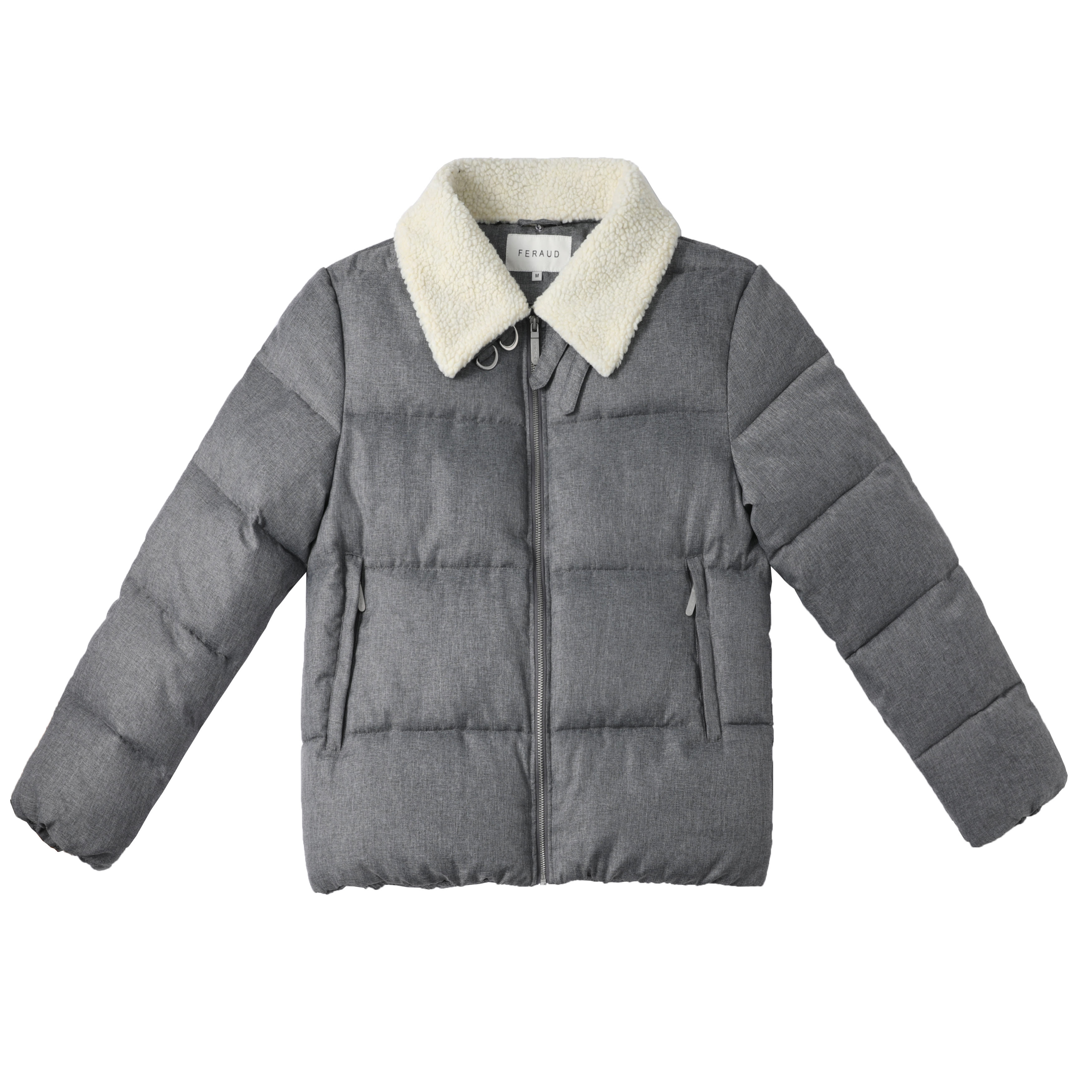 New Design light Weight Padding Sherpa Detachable Collar Men's Winter Grey Jackets