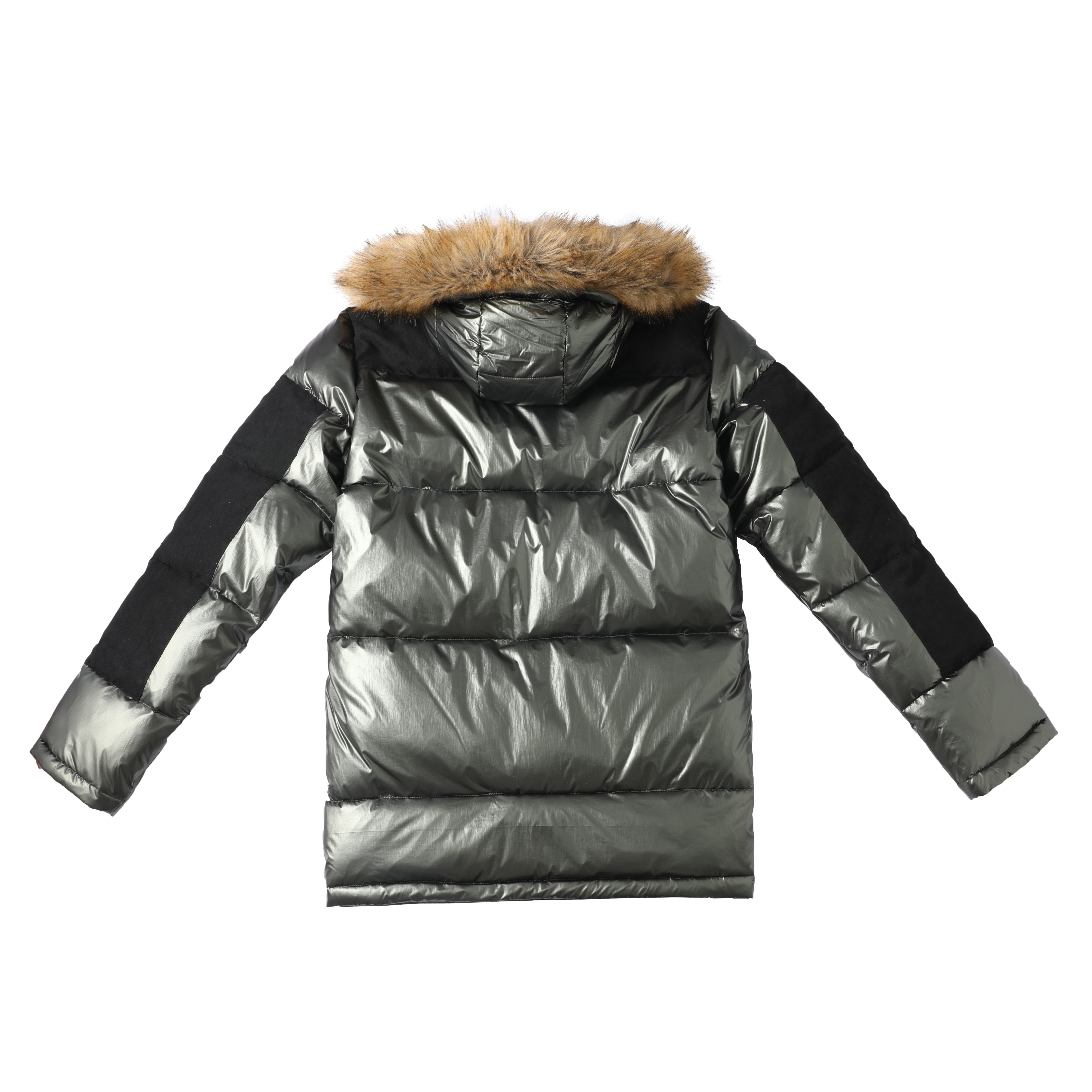 Reflect light fabric Men's Winter Parka Jacket With Fur Hood